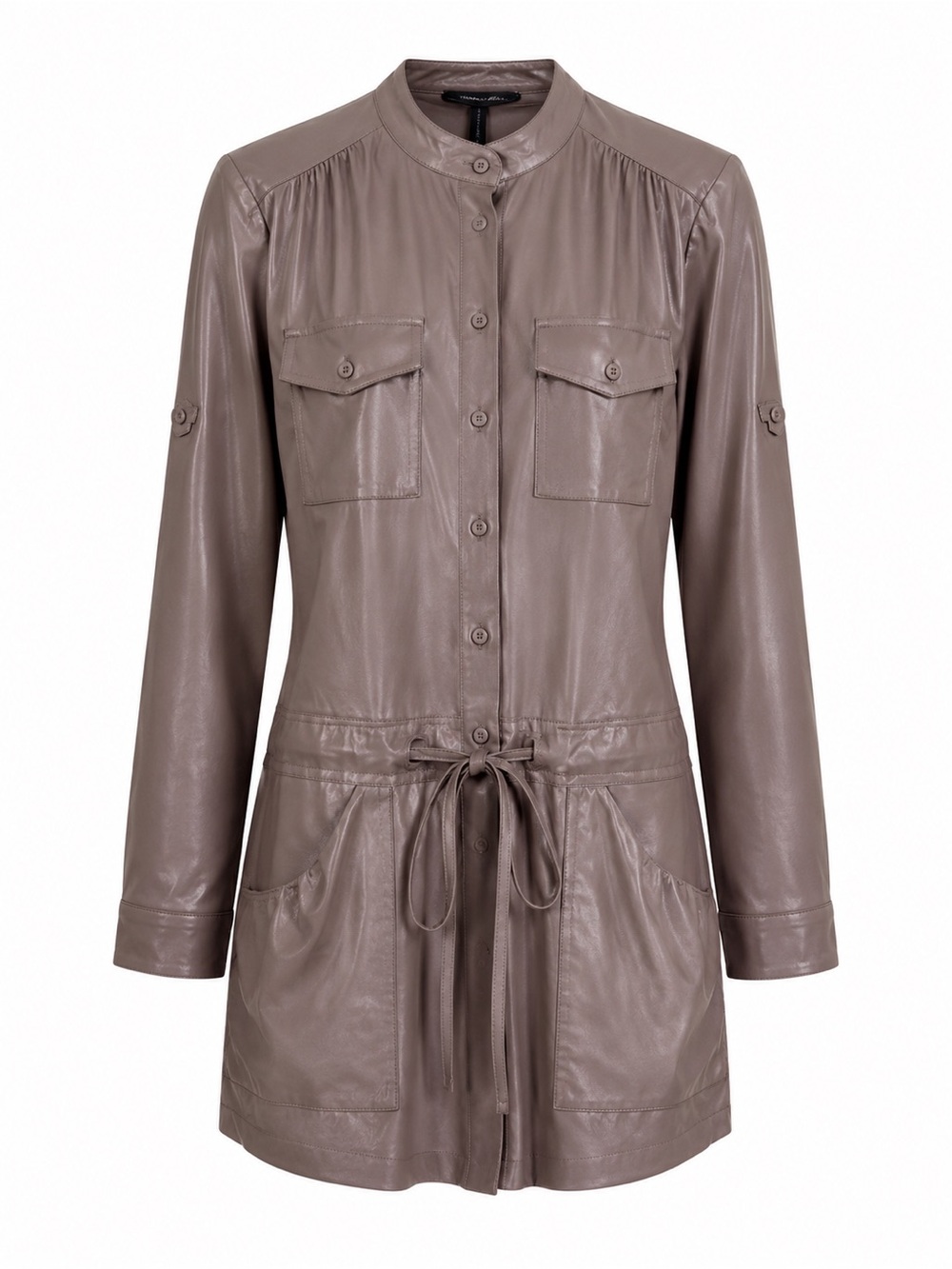 BCBGMaxAzria Taupe Drawstring Utility Romper